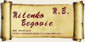 Milenko Begović vizit kartica